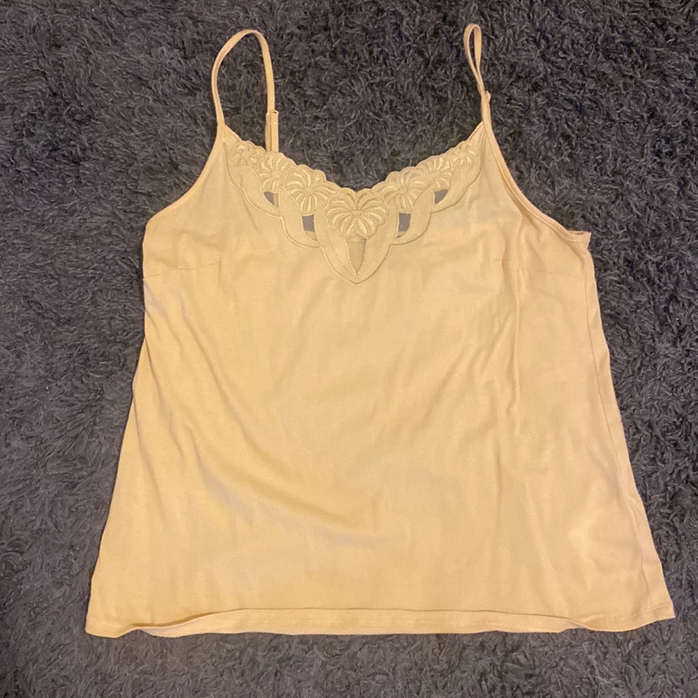 Express Yellow Tank with Lace Detail